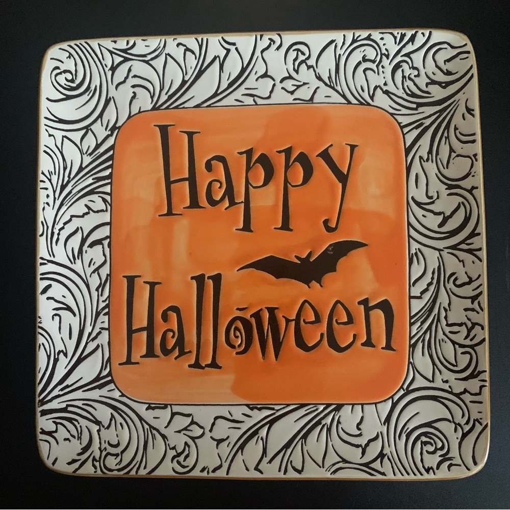 New Happy Halloween Handcrafted 8.5" Stoneware Plate Platter